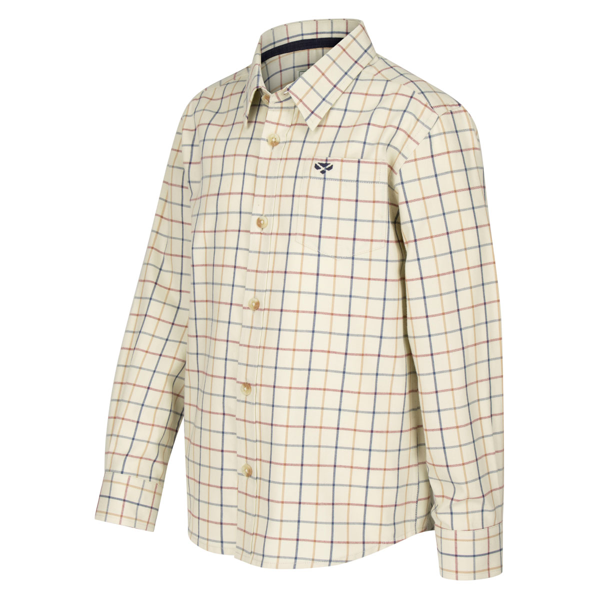 Hoggs Of Fife Ambassador Junior Premier Tattersall Shirt Ivory/Navy