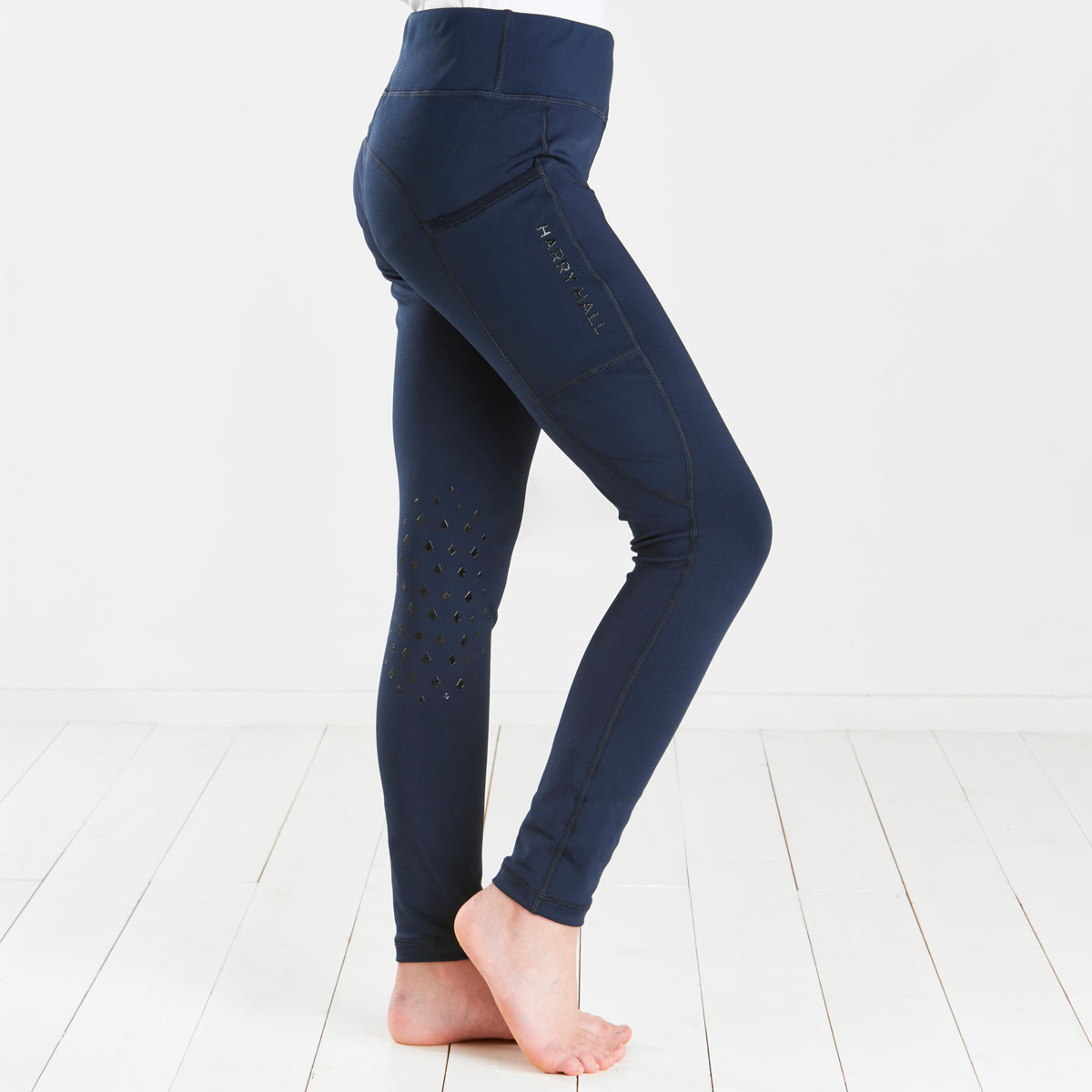 Harry Hall Children's Bala Silicone Knee Riding Tights Navy Blue