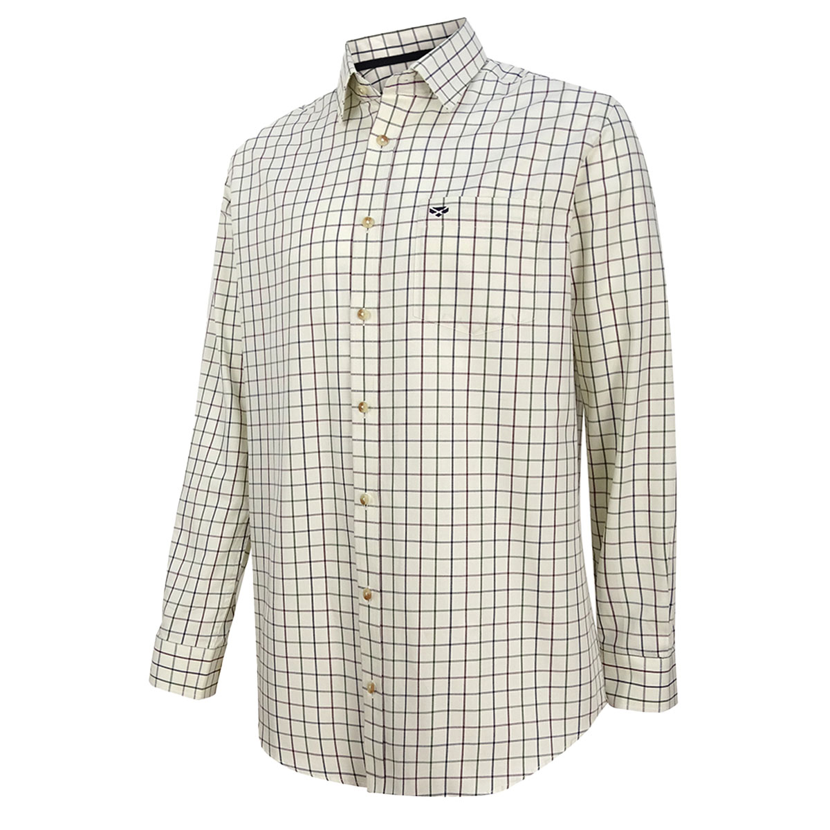 Hoggs Of Fife Balmoral Luxury Tattersall Shirt Navy/Wine