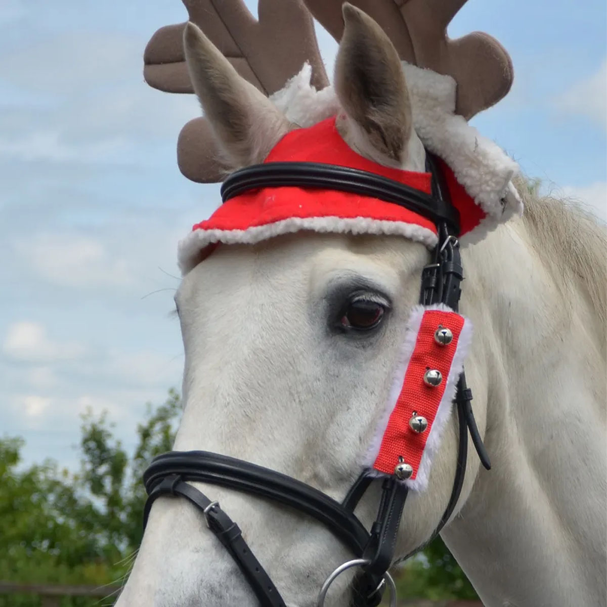Hy Equestrian Christmas Santa Bridle Set 3 Pack Red
