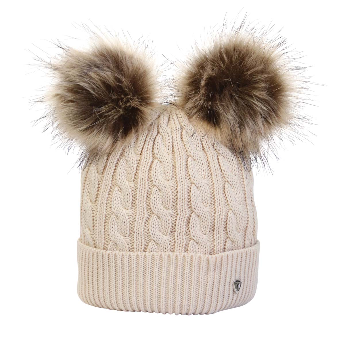 Hy Equestrian Morzine Childrens Bobble Hat Beige