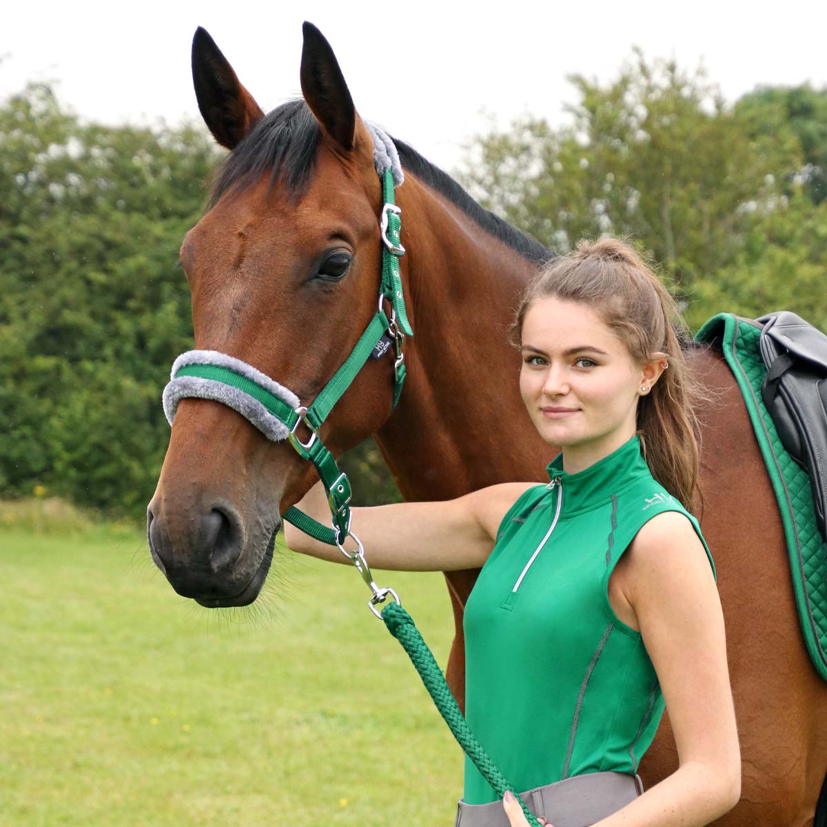 Hy Sport Active Head Collar & Lead Rope Emerald Green