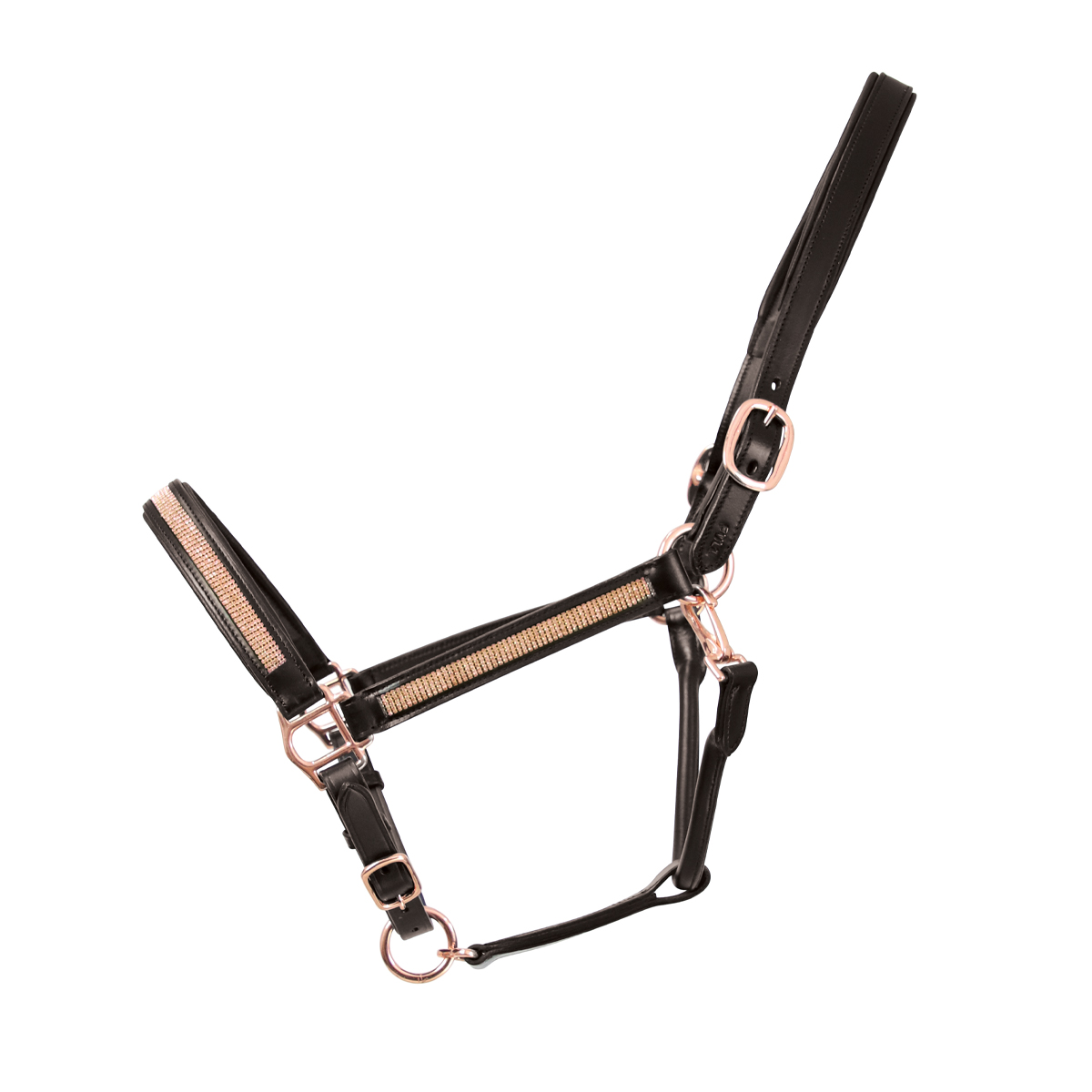 Hy Equestrian Rosciano Rose Gold Head Collar Dark Brown