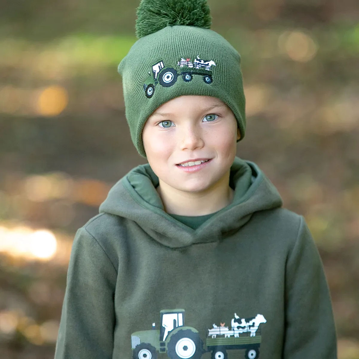 Farm Collection Bobble Hat by Little Knight Olive Size ONE