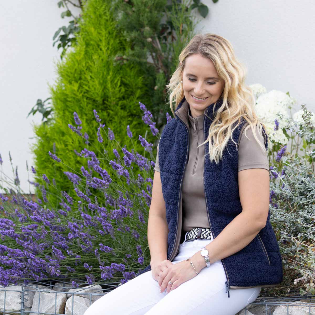 Hy Equestrian Elevate Country Teddy Fleece Gilet Navy Blue