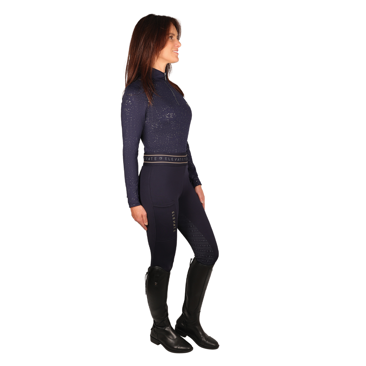 Hy Equestrian Elevate Allure Riding Tights Navy Blue