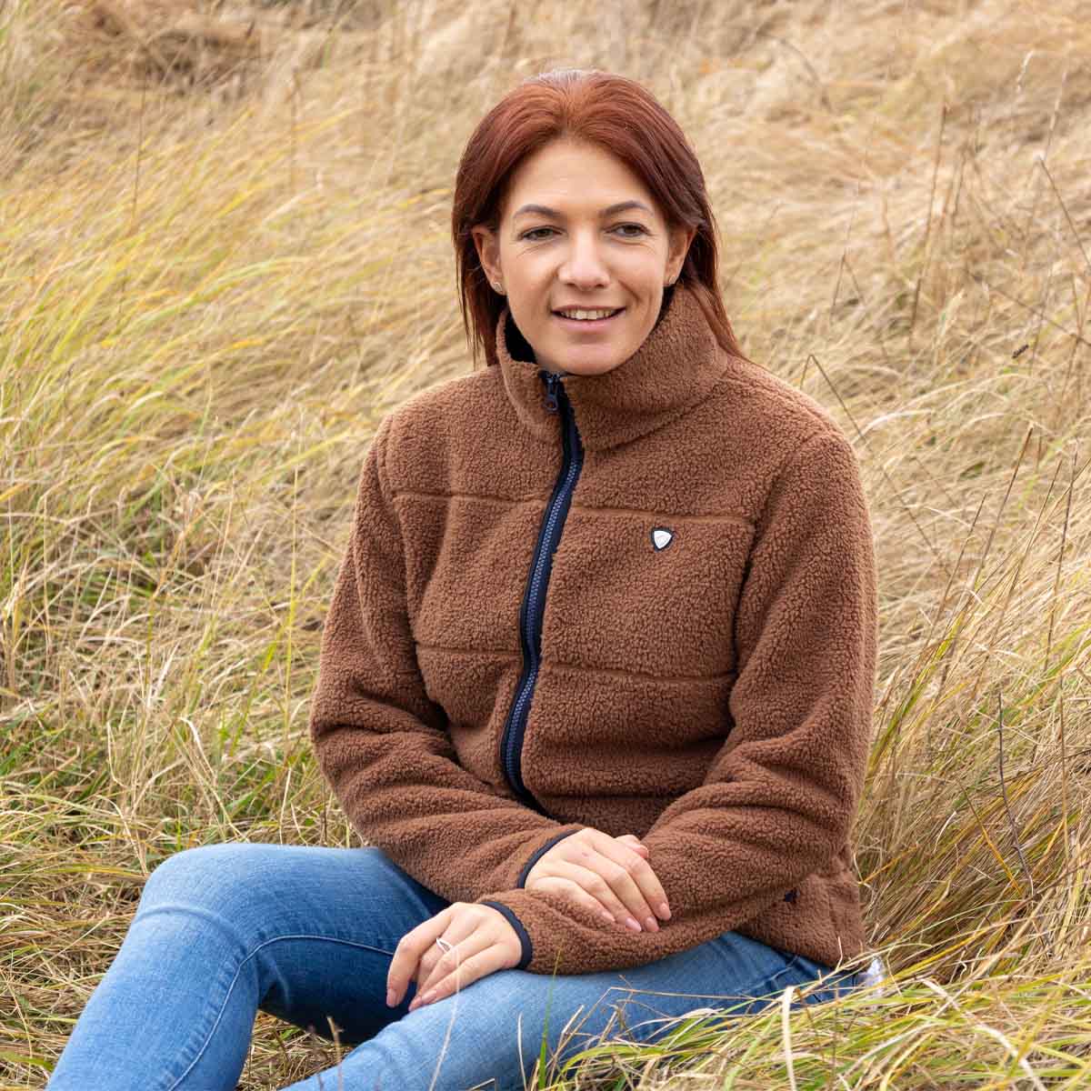 Hy Equestrian Elevate Style Teddy Fleece Jacket Brown