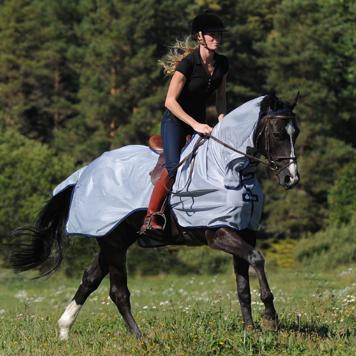 Bucas Buzz-Off Riding Fly Rug Silver