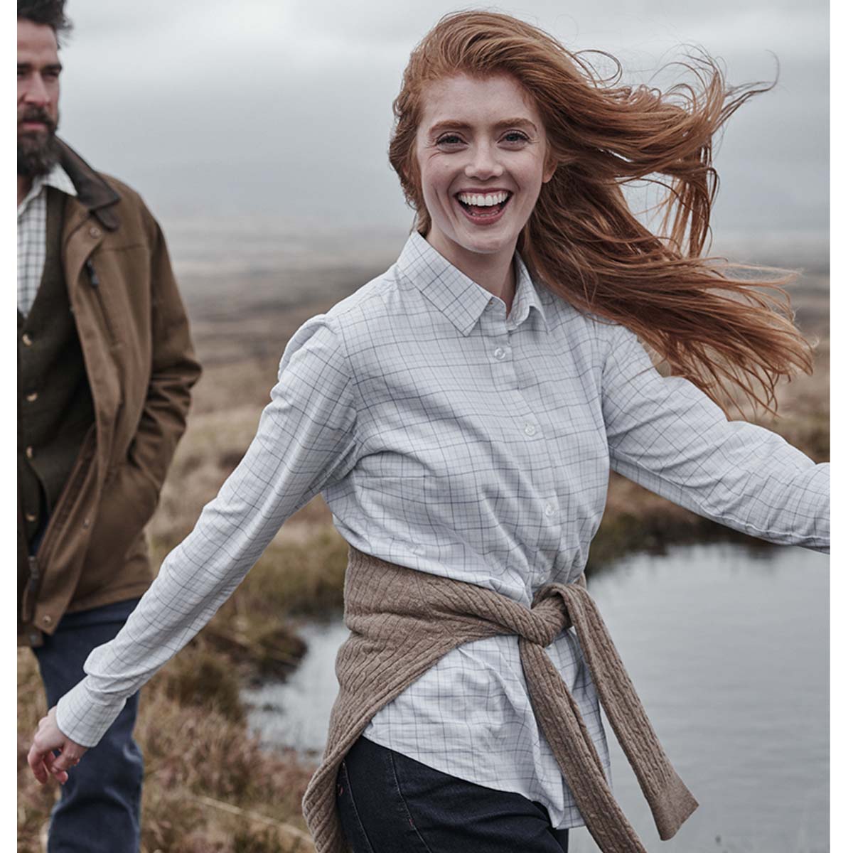 Hoggs Of Fife Callie Twill Check Shirt White/Pink/Blue