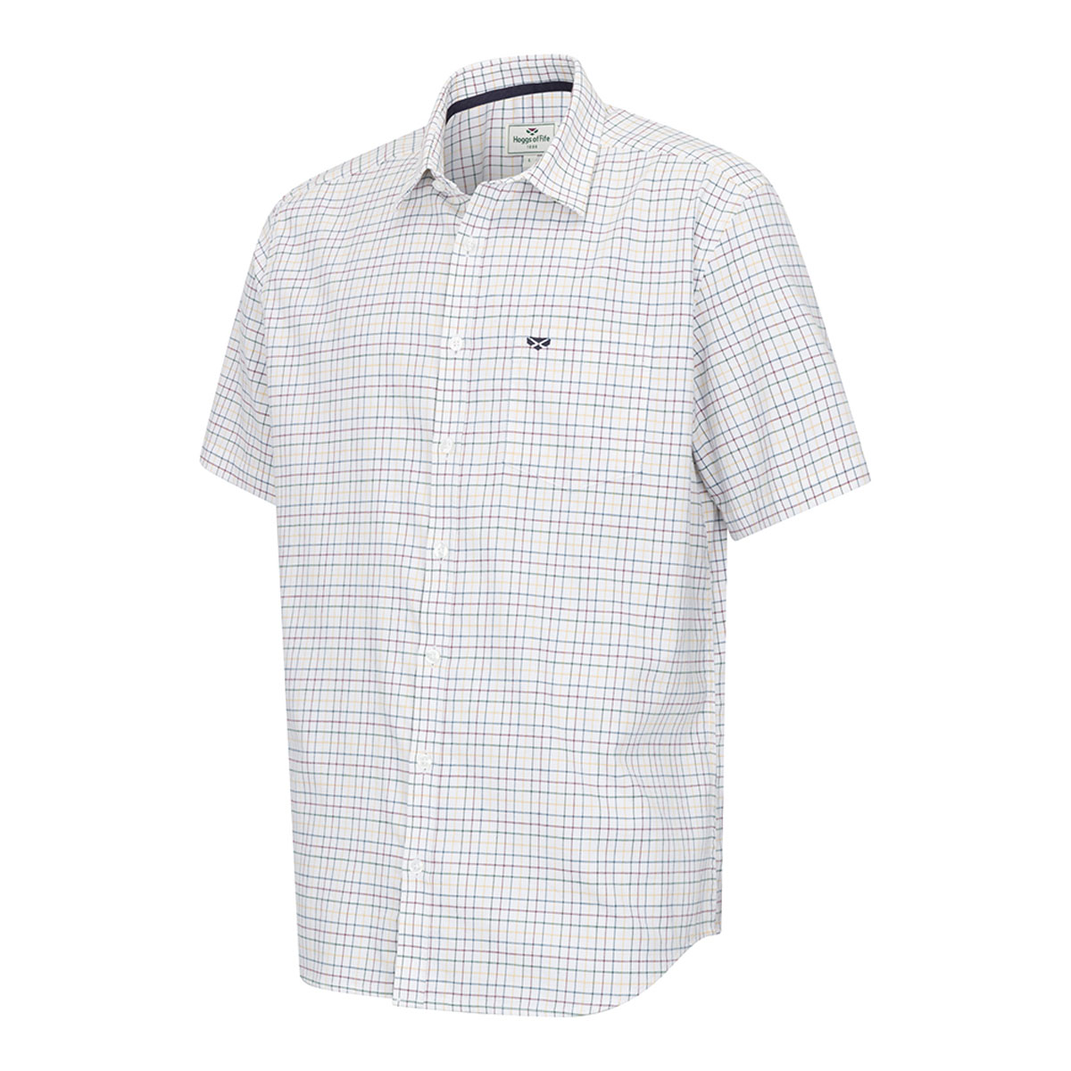Hoggs Of Fife Callum Short Sleeve Tattersall Shirt Green/Gold Check