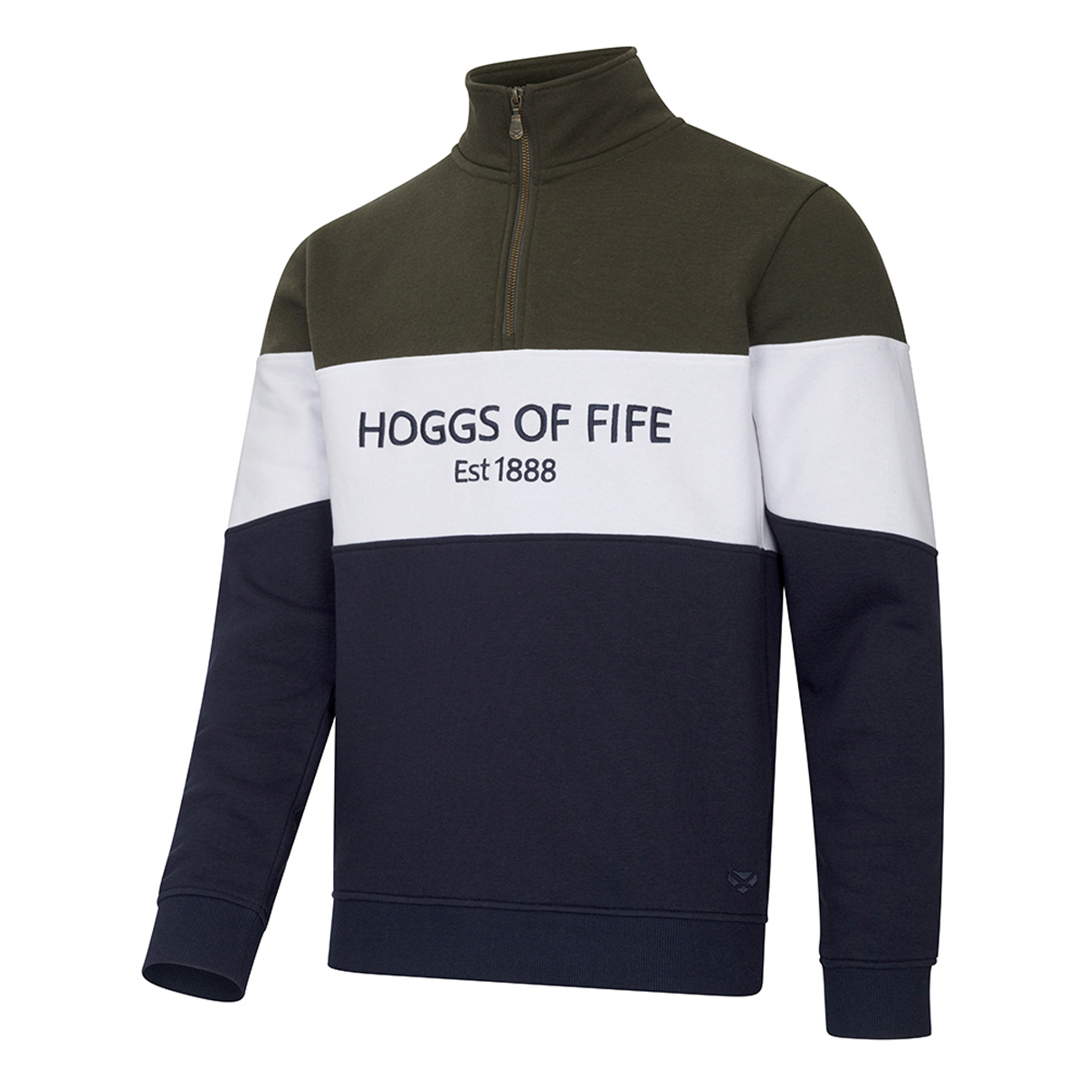 Hoggs Of Fife Dumfries 1888 Gents 1/4 Zip Sweatshirt Forest/White/Navy