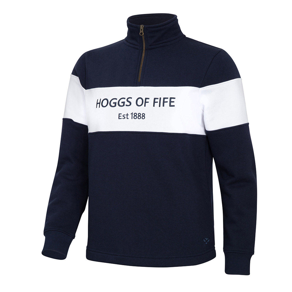 Hoggs Of Fife Dumfries 1888 Gents 1/4 Zip Sweatshirt Navy/White