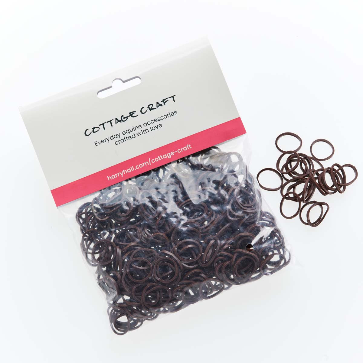 Cottage Craft Rubber Plaiting Bands - 500 Pack - Brown