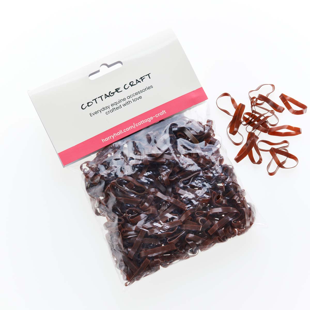 Cottage Craft Magic Plaiting Bands - 500 Pack - Brown