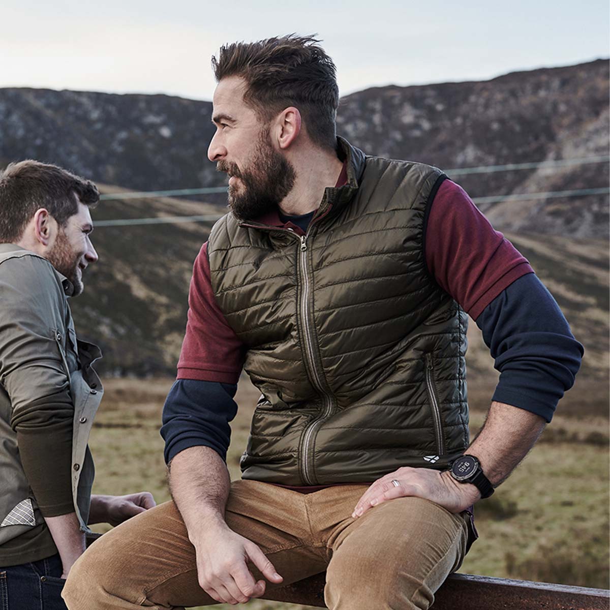 Hoggs Of Fife Kingston Rip-Stop Gilet Olive/Merlot