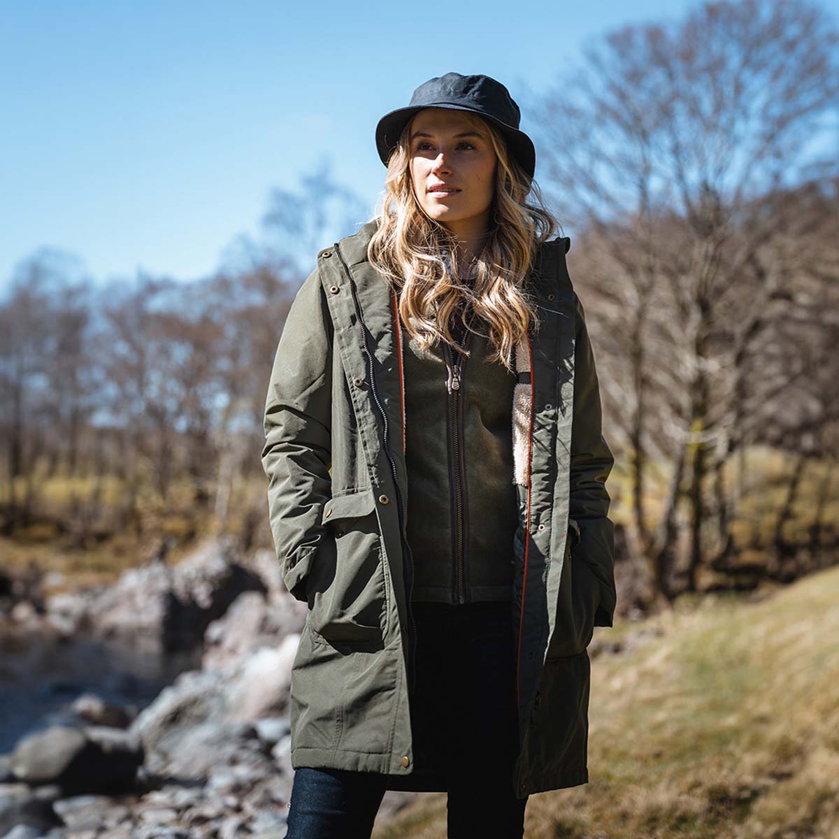 Hoggs Of Fife Walker Ladies Long Coat Fern Green